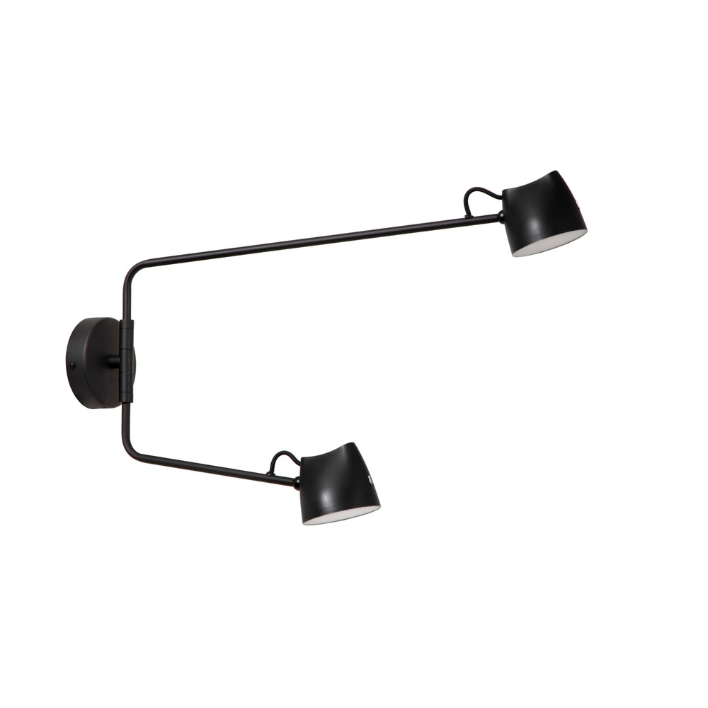 Lucide WandlampMilne zwart dubbel - 44216/12/30